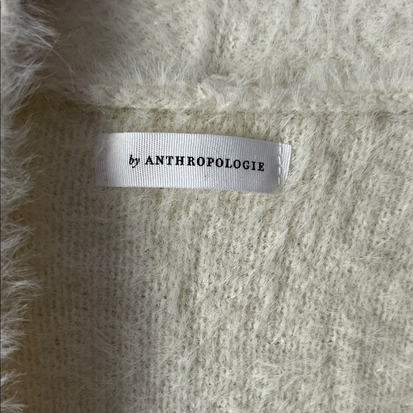 Anthropologie Cream Fuzzy Open-Front Cardigan - Picture 2 of 4